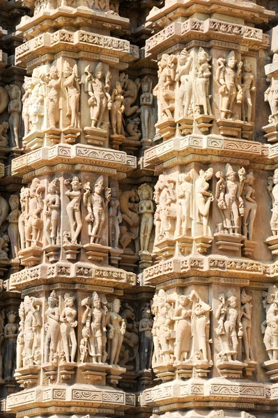 Detail der Kunstwerke in den Khajuraho-Tempeln — Stockfoto