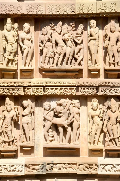 Detalle de las obras de arte en los templos de Khajuraho —  Fotos de Stock