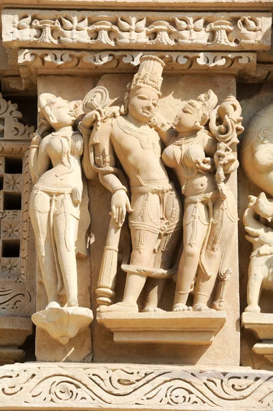 Detalj av konstverk på Khajuraho tempel — Stockfoto