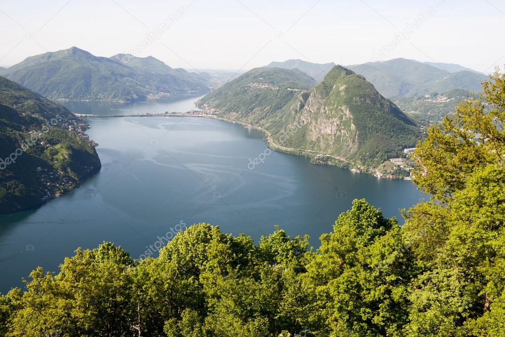 Image of the Gulf of Lugano from Monte Bre