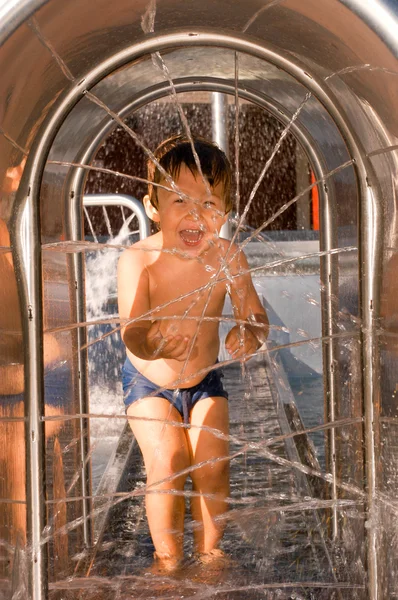 Little  boy at a waterpark — Stock Photo, Image