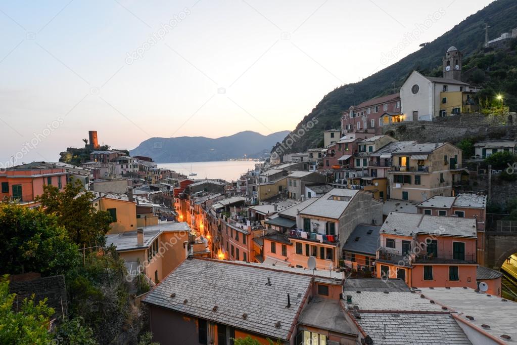 Scenic night view of village Vernazza