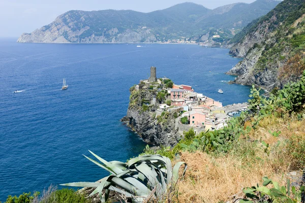 Malerischer Blick auf bunte Dorf Vernazza und Meeresküste — Stockfoto