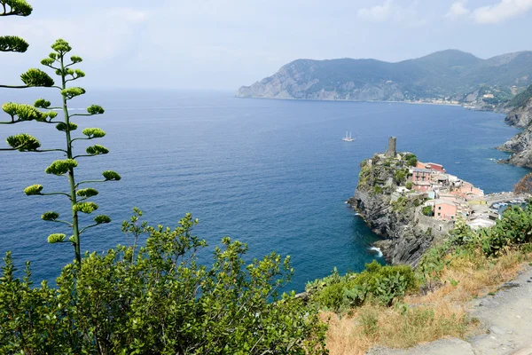 Malerischer Blick auf bunte Dorf Vernazza und Meeresküste — Stockfoto