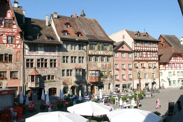 A gyönyörű középkori város Stein am Rhein a Svájc — Stock Fotó