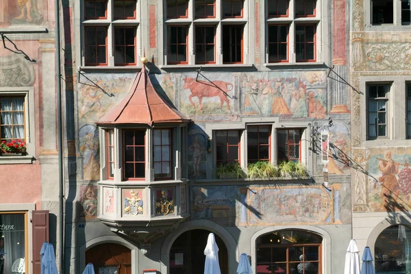 Detalhe de uma casa medieval de Stein am Rhein — Fotografia de Stock