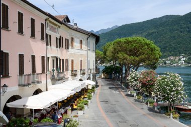 Morcote Köyü üzerinde lake lugano, İsviçre