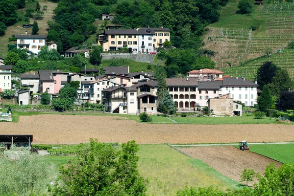 Picturesque houses and fields — Stock Photo, Image