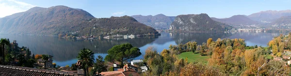 Panoramatický výhled na jezero Lugano — Stock fotografie