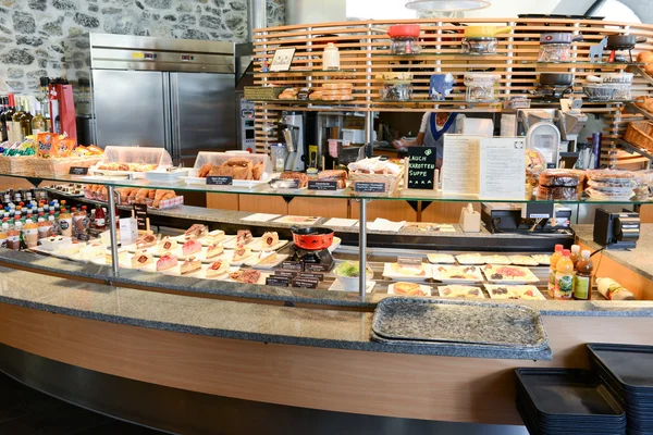 Counter for food in a show dairy at Engelberg — Stock Photo, Image