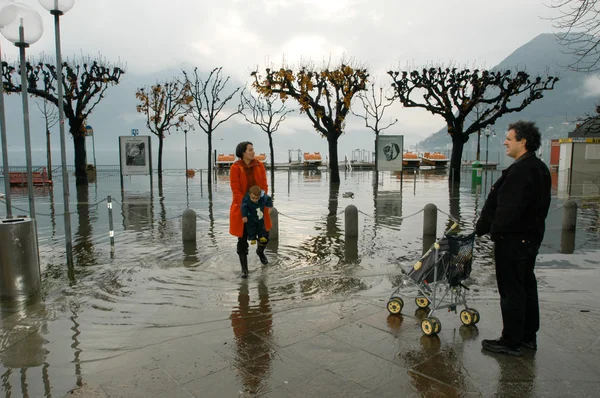 The inundation of lake Lugano — Stock Photo, Image