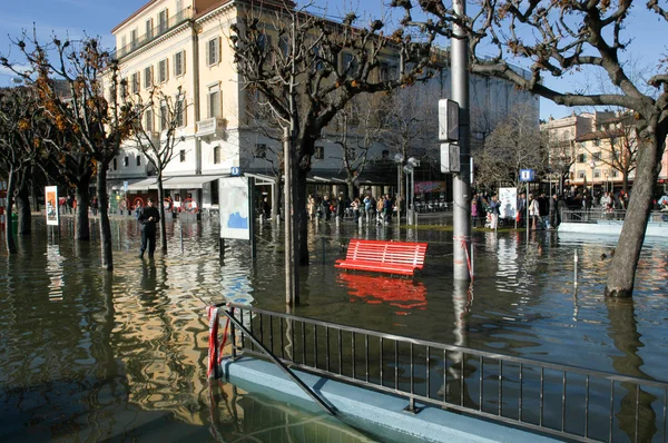 The inundation of lake Lugano — Stock Photo, Image