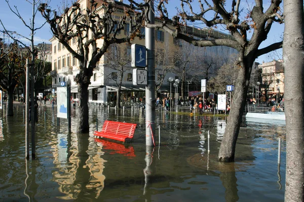 The inundation of lake Lugano — Stock Photo, Image