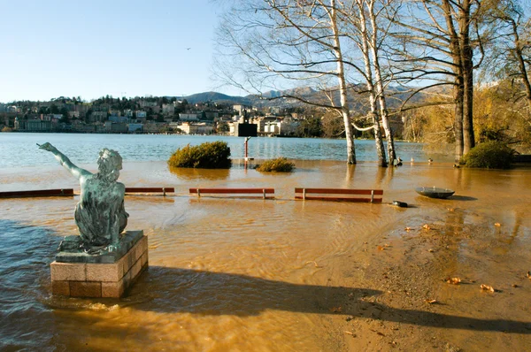 The inundation of lake Lugano — Stock Photo, Image