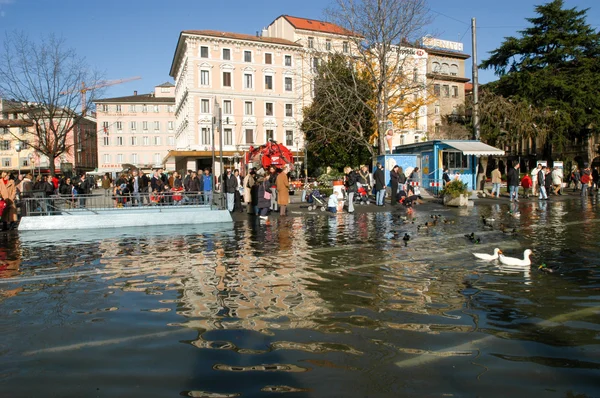 A inundação do lago Lugano — Fotografia de Stock