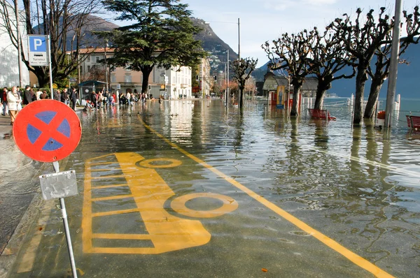 The inundation of lake Lugano — Stock Photo, Image