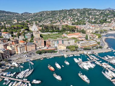 Santa Margherita sahilindeki İHA görüntüsü İtalya 'daki Ligure