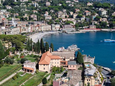 Santa Margherita sahilindeki İHA görüntüsü İtalya 'daki Ligure