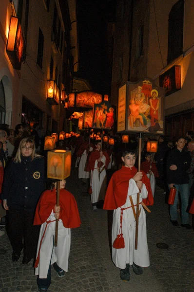 Årliga processionen till Jesus Kristus vid påsk i Mendrisio — Stockfoto