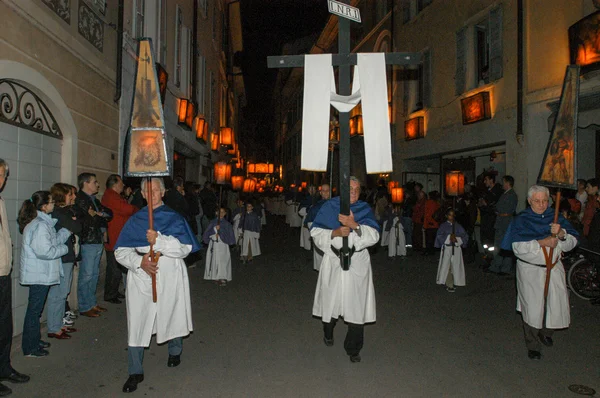 La processione annuale a Gesù Cristo a Pasqua a Mendrisio — Foto Stock