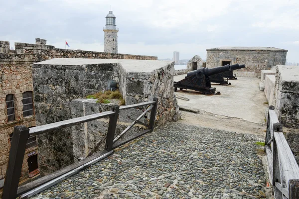 Гармати Ель Morro фортеця в гавані — стокове фото