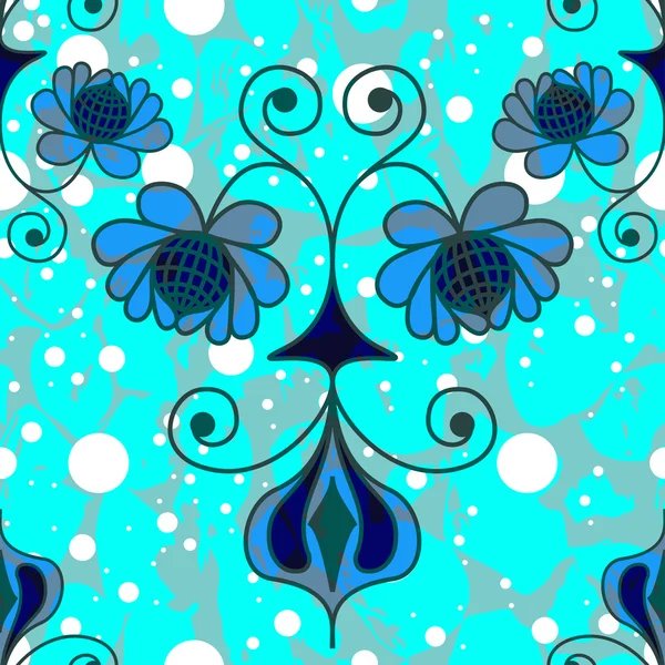 Patrón botánico azul — Vector de stock