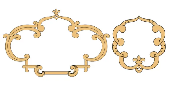 Zwei Vektor-Lockenrahmen sandbraune Farbe — Stockvektor