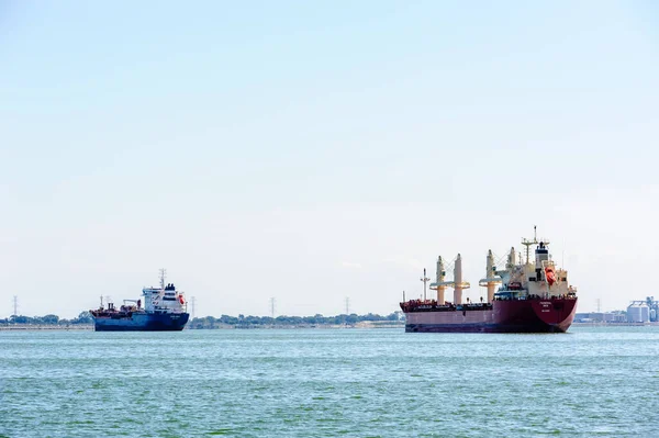 Hamilton Ontario Canada September 2018 Two Cargo Ships Anchor Hamilton — Stock Photo, Image