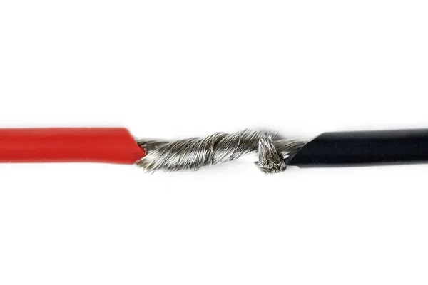 Isolated Aluminum Bare Wires Electric Cable Red Black Wires Insulation — Stock Photo, Image