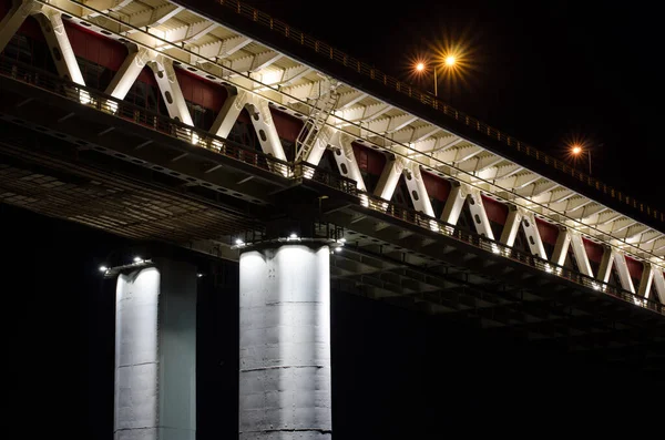 Ponte Luzes Noite Trânsito Rápido Ponte Carro Para Fluxo Tráfego — Fotografia de Stock