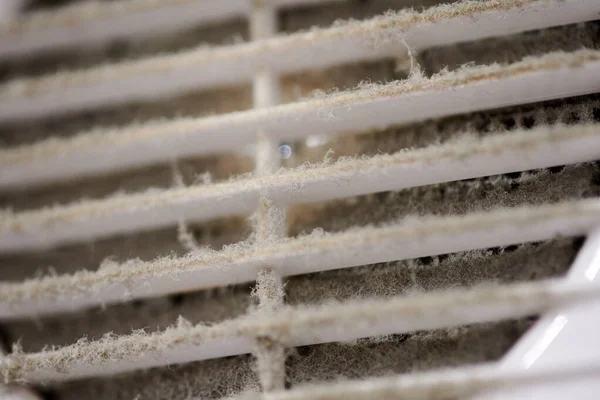 Extremely Dirty Air Ventilation Grill Hvac Dusty Clogged Filter Close — Stock Photo, Image