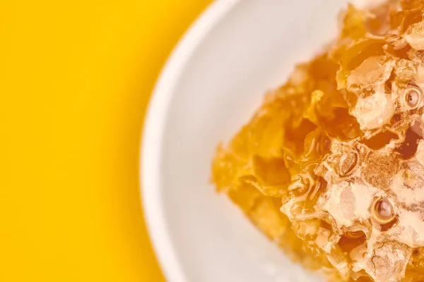 Honingraat Bord Kopieerruimte Macro Close Heerlijk Nuttig Dessert Liefde Voor — Stockfoto