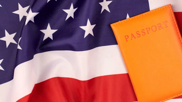 Paszport Fladze Stanów Zjednoczonych Ameryki Narodowa Flaga Usa Patriotyczny Symbol — Zdjęcie stockowe