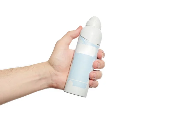 Deodorant Hand Pattern Antiperspirant Spray Bottle White Isolated Background — Stock Photo, Image