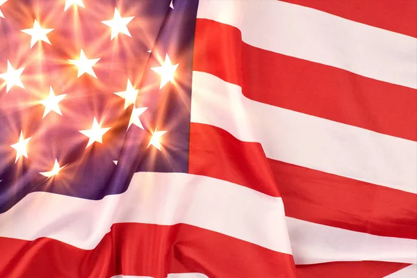 Vlag Van Verenigde Staten Gloeiende Sterren Amerikaanse Vlag Patriottisch Symbool — Stockfoto