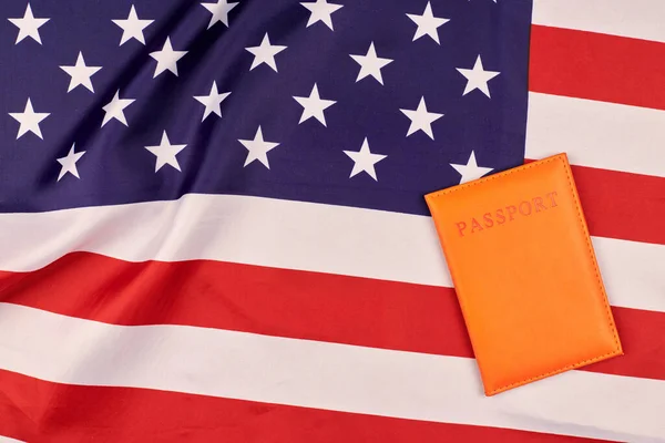 Útlevél Amerikai Egyesült Államok Lobogóján Amerikai Nemzeti Zászló Amerika Hazafias — Stock Fotó