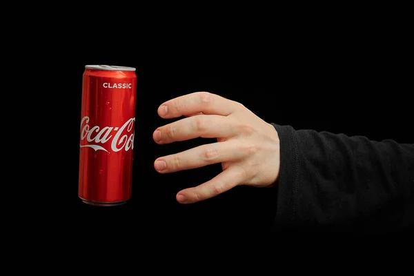 Kaliningrad Russie Mars 2021 Main Atteint Coca Cola Can Fond — Photo