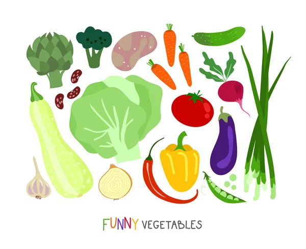 Surtido de verduras lindas — Vector de stock