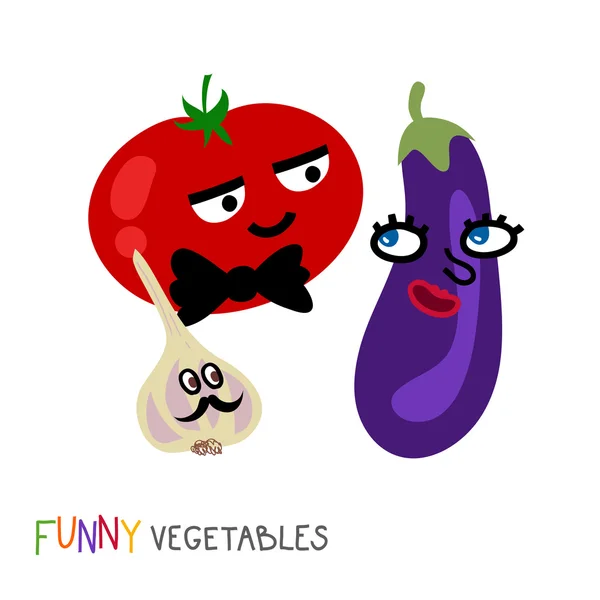 凉性蔬菜。幼稚的搞笑风格 — 图库矢量图片