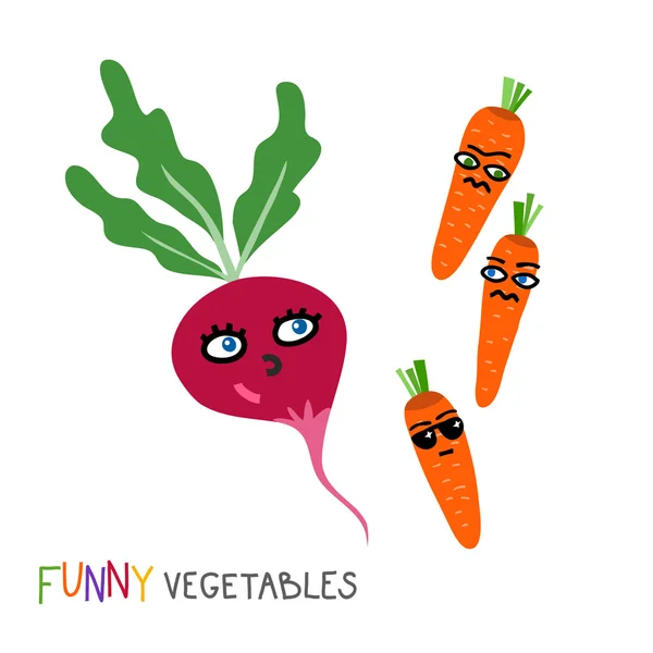 Cool warzyw. Dziecinna stylu śmieszne — Wektor stockowy