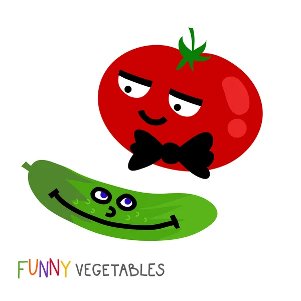 凉性蔬菜。幼稚的搞笑风格. — 图库矢量图片