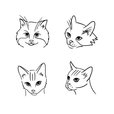 çizilmiş kedi yüz el. 