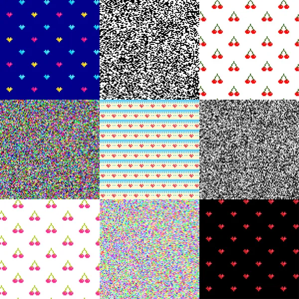 Nine pixel old-school backgrounds — Stock Vector