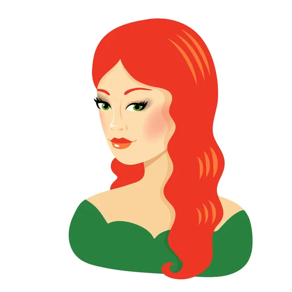 Hermosa chica con el pelo rojo. — Vector de stock