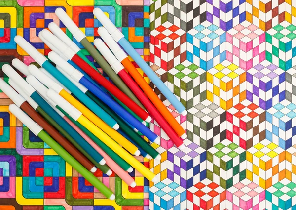 Markers and drawings — Stock Photo, Image