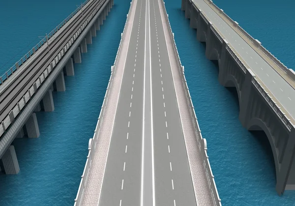 Broarna över havet i perspektivet — Stockfoto