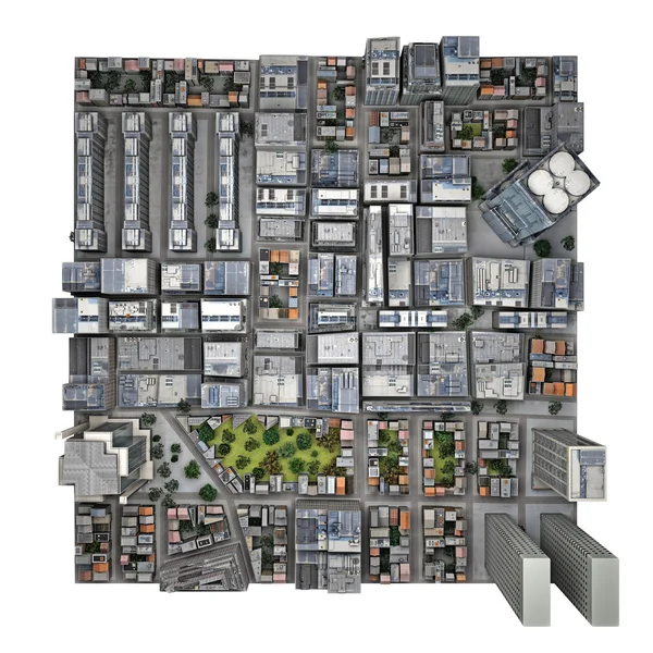 Ansicht der Stadt von oben. isolierter Teil — Stockfoto