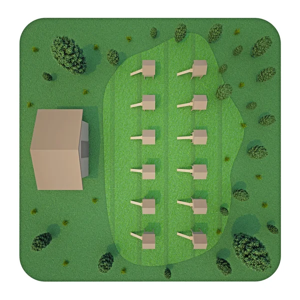 Apiary top view. 3d rendering — Stock Photo, Image