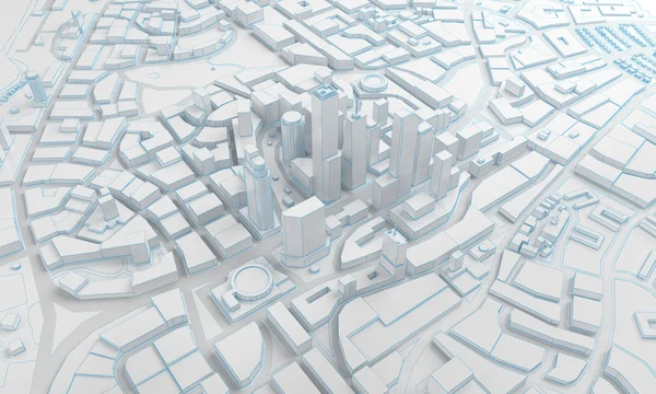 düşük Poli şehir manzaraları yukarıdan. 3D render