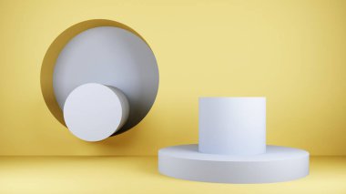 Daire ve silindir ile 3d oluşturma bileşimi. 3d oluşturma